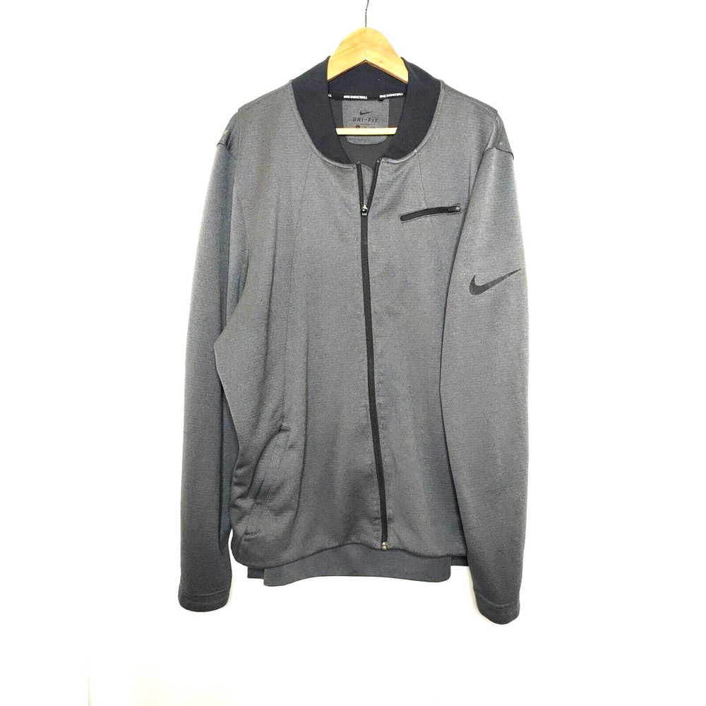 Nike Basketball Jacket Elite Hyper Showtime Full Zip Gray Black Coat XL 830833‎